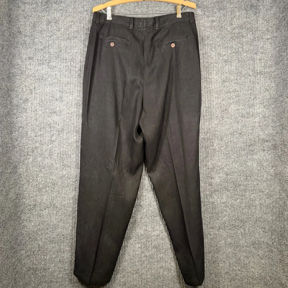 Tommy Bahama Relax Pleated Pants Mens 34 Black Silk Herringbone Quiet Luxury